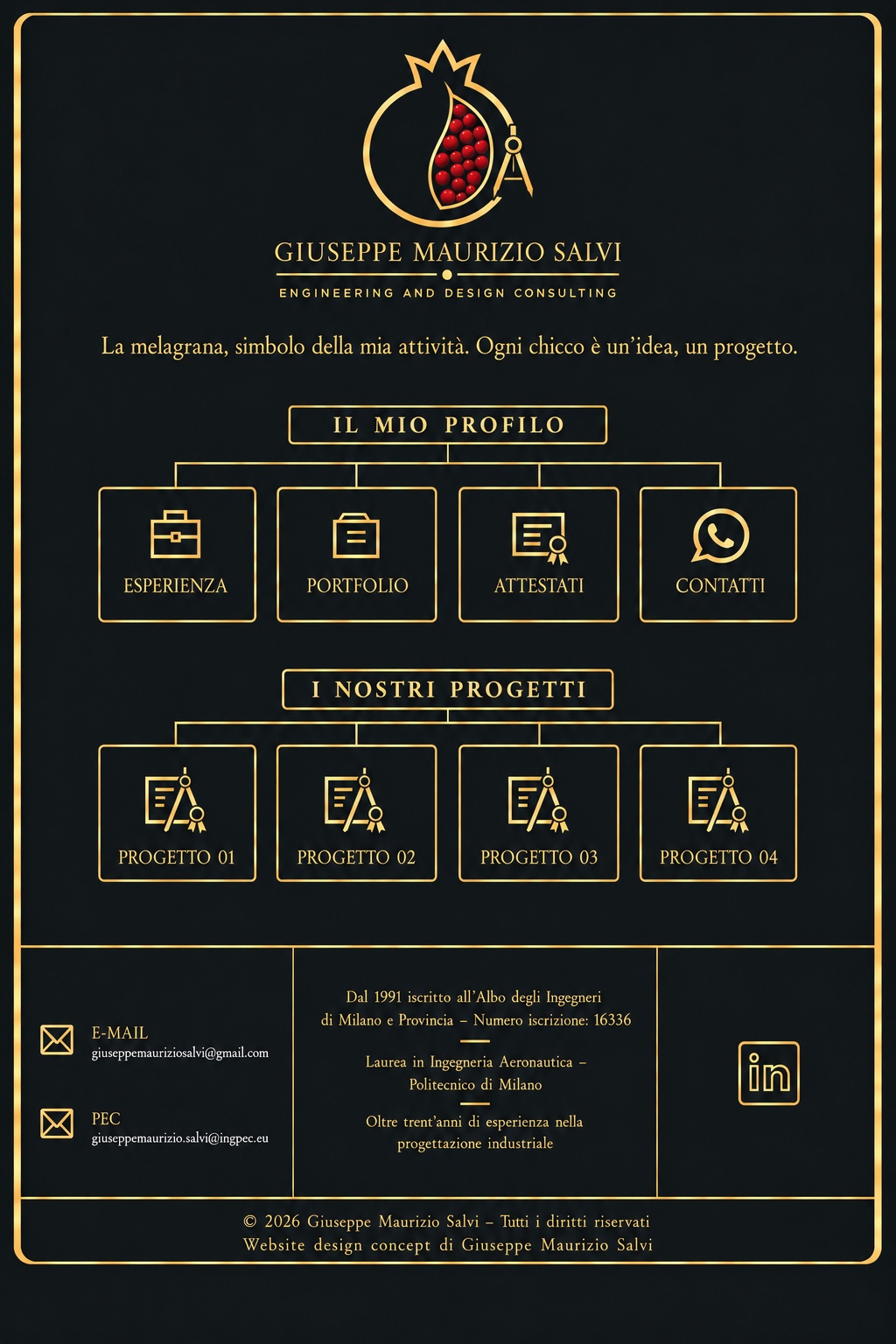 Giuseppe Maurizio Salvi. Engineering and Design Consulting. Esperienza, portfolio, attestati e quattro progetti di ingegneria e design. Milano.