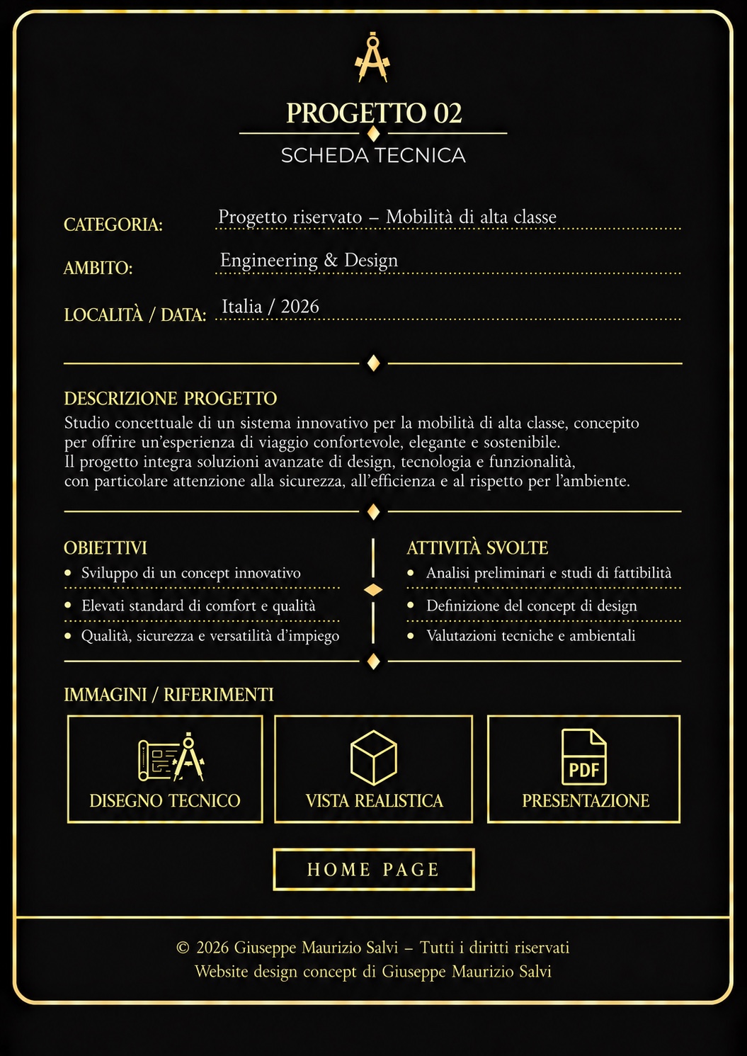Progetto 02. Scheda tecnica di Engineering & Design, Italia 2026. Descrizione, obiettivi, attività svolte e riferimenti.