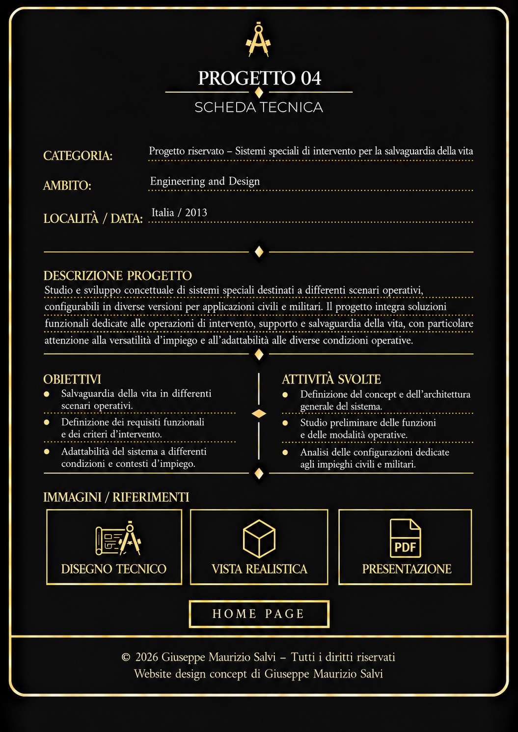 Progetto 04. Scheda tecnica di Engineering & Design, Italia 2026. Descrizione, obiettivi, attività svolte e riferimenti.